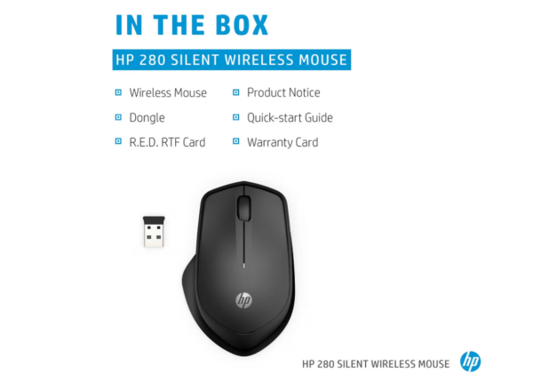 HP 280 Silent Black Wireless Mouse - Image 4