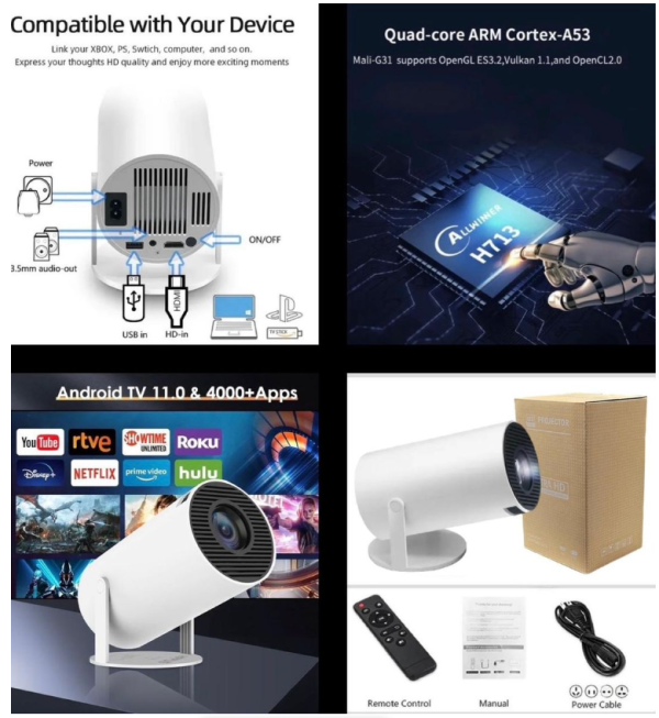 4k Ultra Hd Projector with Remote - Image 5